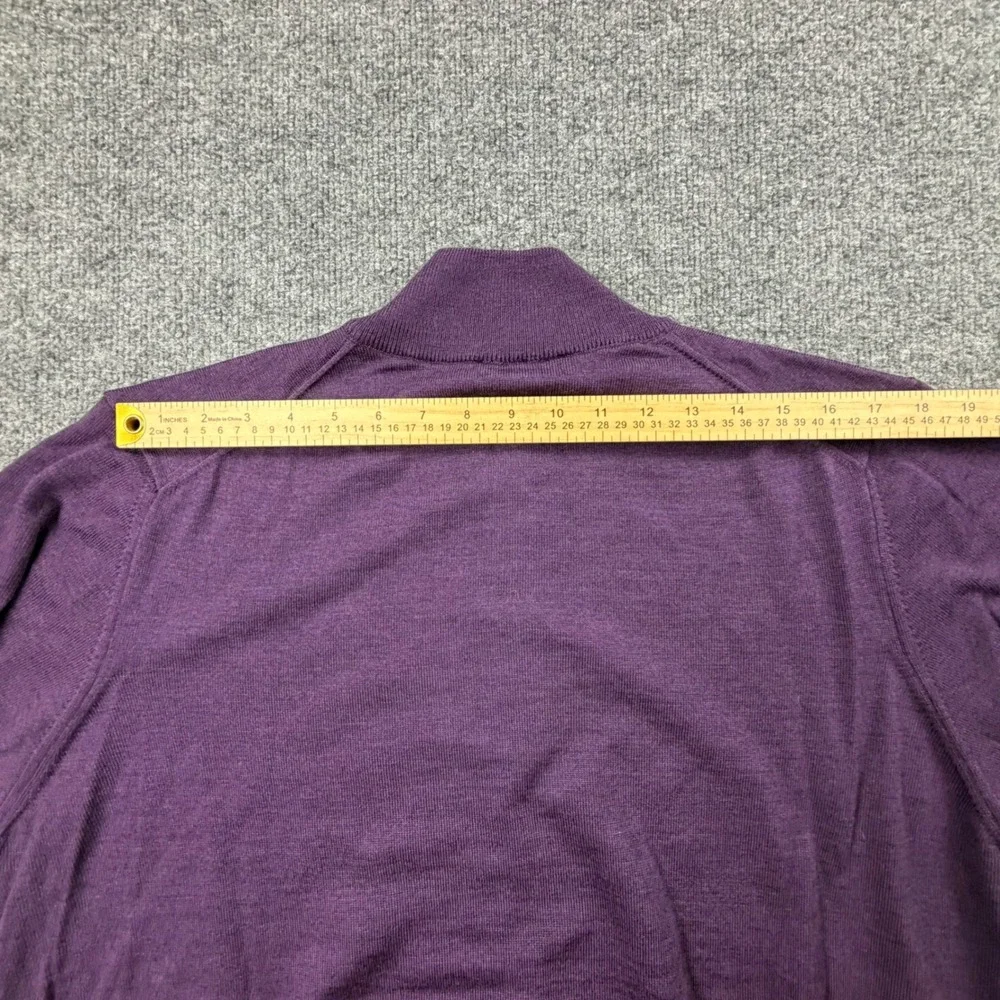 Saks Fifth Avenue Mens XL‎ 100% Merino Wool Quarter Zip Sweater Purple Italy